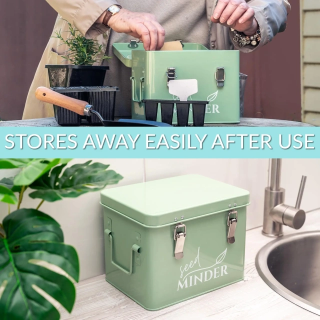 Factory Custom Eco-Friendly Metal Seed Storage Box with Dividers Garden Vegetable Packet Organizer for Household Use