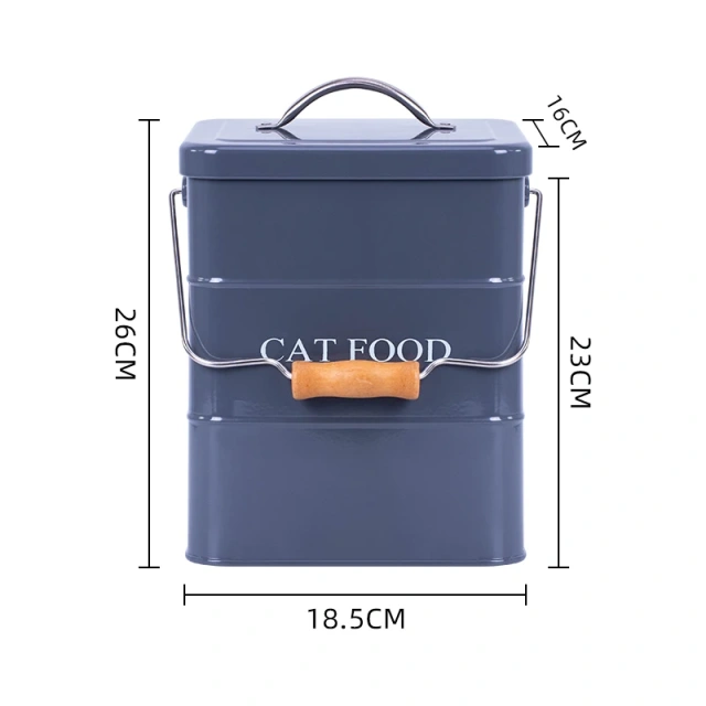 Sealing Pet Food Storage Container with Scoop Grey Cat Food Storage Buckets Sample Fashion Handle Bucket