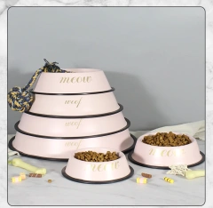 定制猫碗，橡胶防滑，不锈钢材质，可爱宠物食碗套装