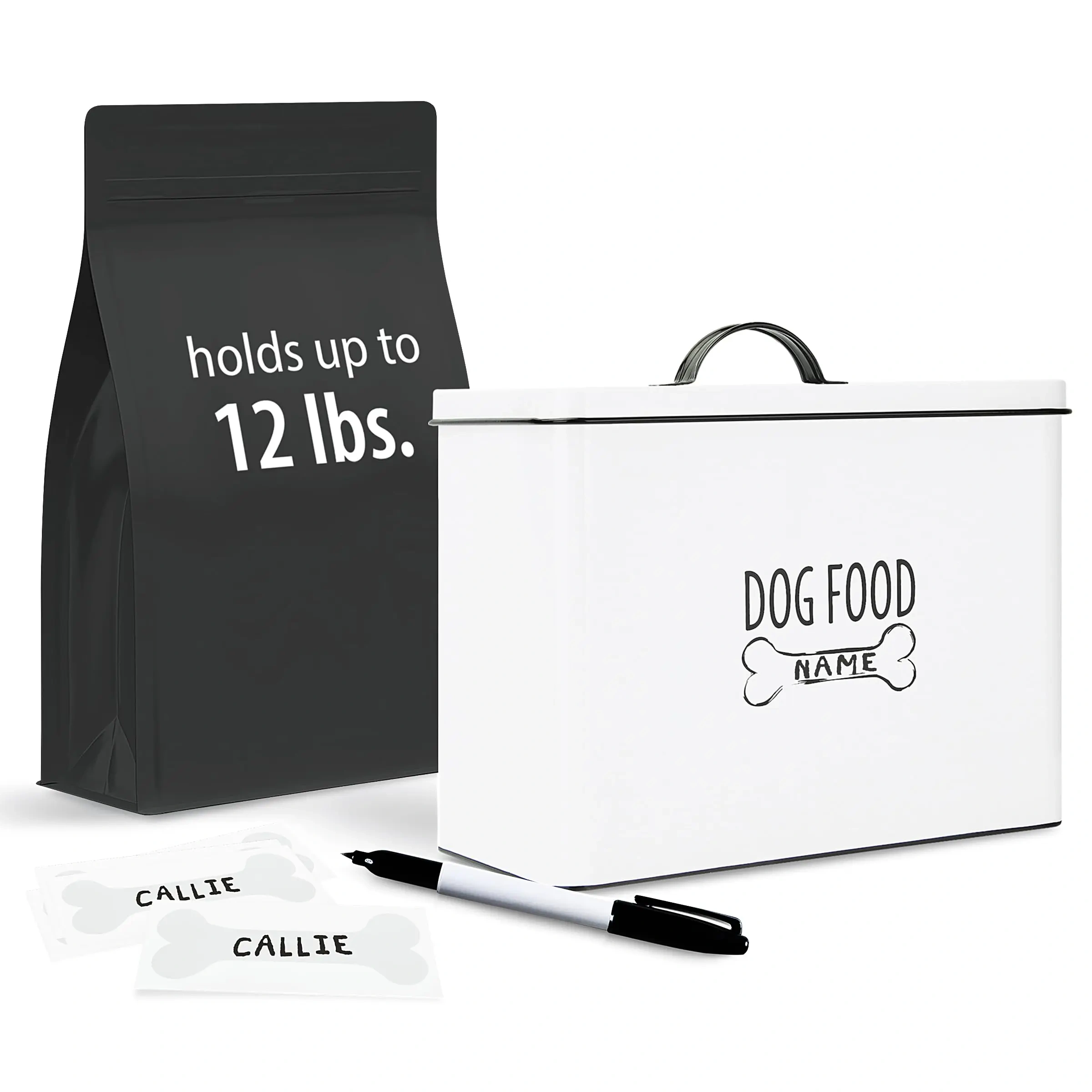 Wholesale Metal Storage Box Food Grade Countertop Farmhouse Pet Food Bin Large Pet Food Storage Container with Fitted Lid