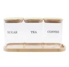 Wholesale Customize Luxury Easy Open Bamboo Lid Metal White Dog and Cat Treat Container