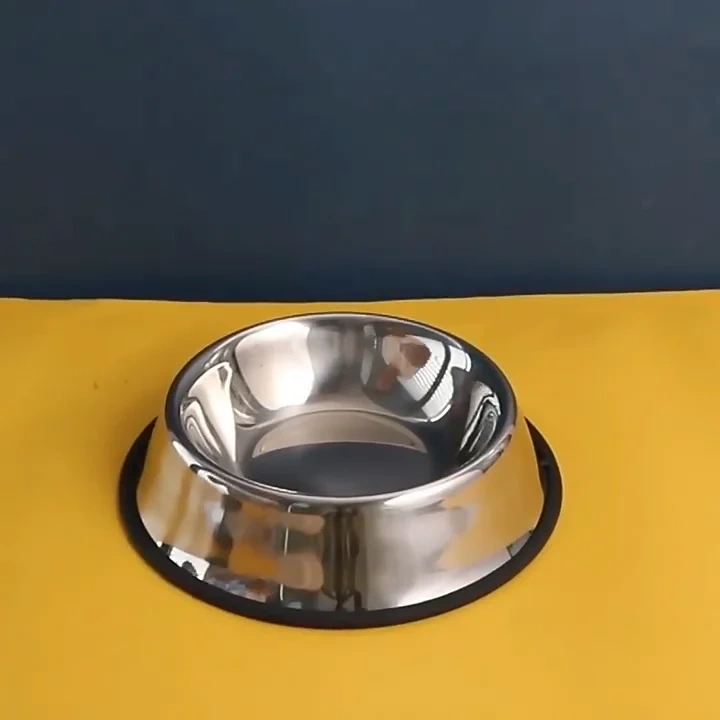 狗碗 不锈钢狗食水碗 大号/小号金属橡胶底猫碗 防滑宠物碗 16/18/22厘米