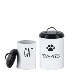 New Arrival Galvanized Iron Farmer House Style  Dog Treat Jar Pets Treat Canister Set
