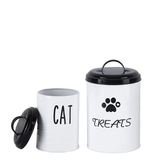 New Arrival Galvanized Iron Farmer House Style  Dog Treat Jar Pets Treat Canister Set
