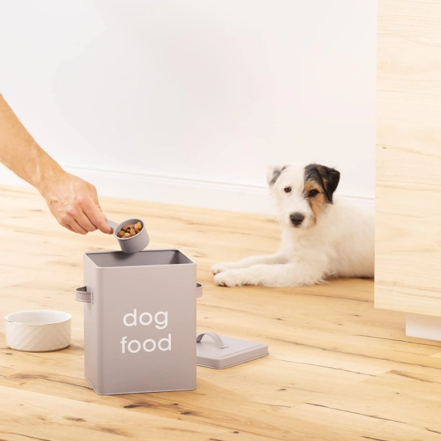 家用金属食品储存容器钢制宠物食品储存罐（适用于狗）