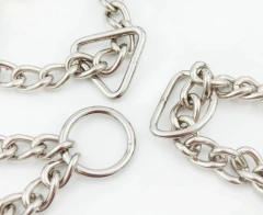 3毫米宽彩色不锈钢三角纽扣狗链不锈钢狗牵引绳玫瑰金狗项圈