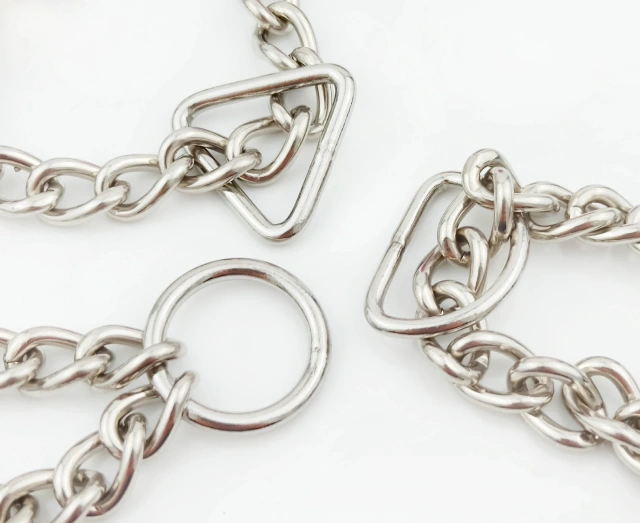 3毫米宽彩色不锈钢三角纽扣狗链不锈钢狗牵引绳玫瑰金狗项圈