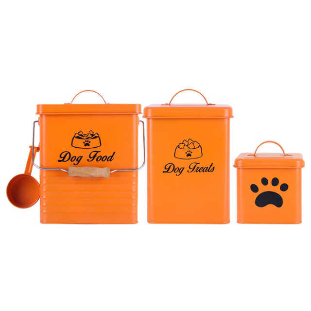 Factory Direct Sale Metal  3 Pieces Airtight Pet  Food Storage Container Set  for Dog Food Dog Accessories Dog Toy