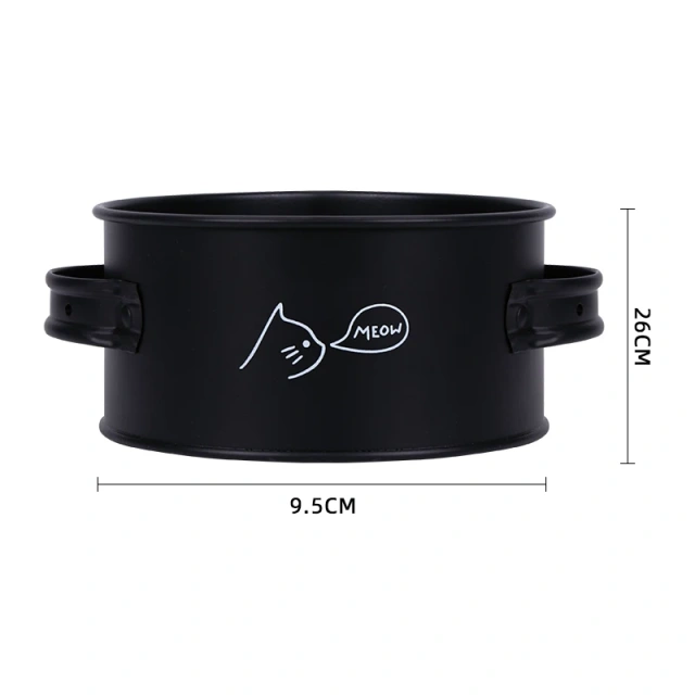 Hot Sale Black Cat Bowl Metal Double Handle Food Storage Pet Bowls Pet Food Container