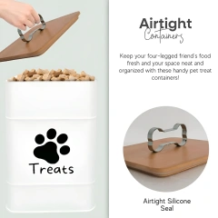 Dog Treat Container Airtight Bamboo Lid 2 Pack Farmhouse Large Treats Jar Dog Treat Jars for Kitchen Counter