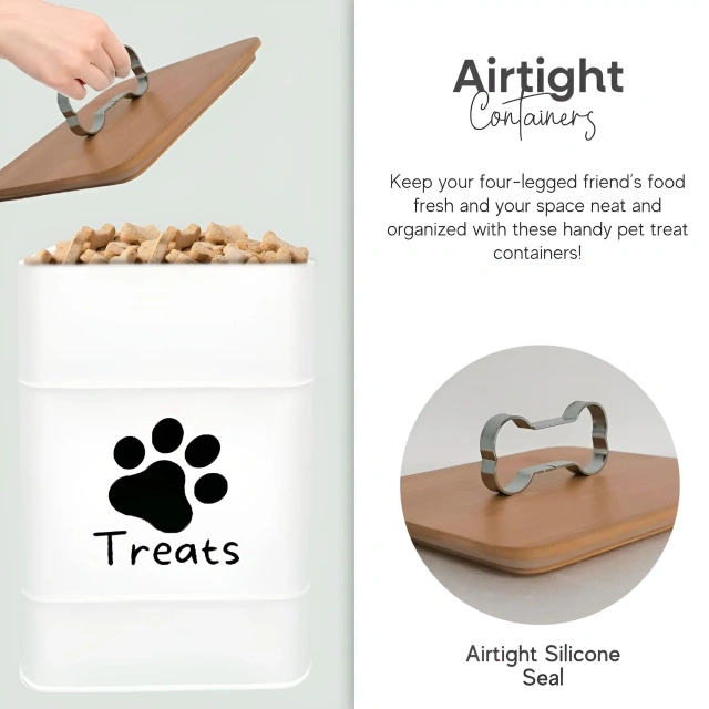 Dog Treat Container Airtight Bamboo Lid 2 Pack Farmhouse Large Treats Jar Dog Treat Jars for Kitchen Counter