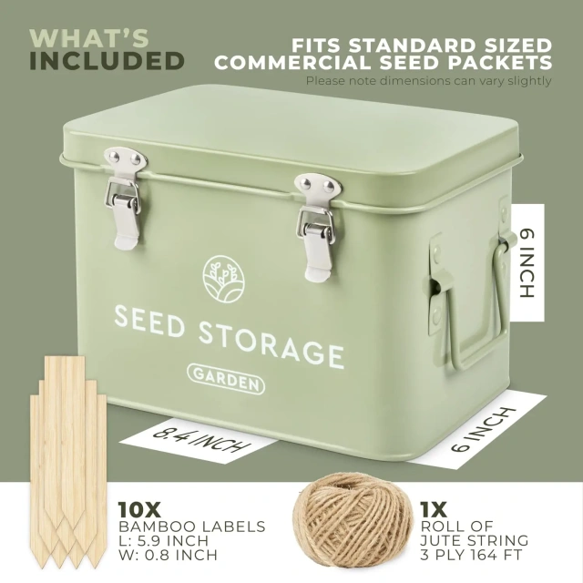 Metal Custom Factory Cheap Price Seed Storage Box Garden Seed Packet Storage Organizer Seed Box with Dividers