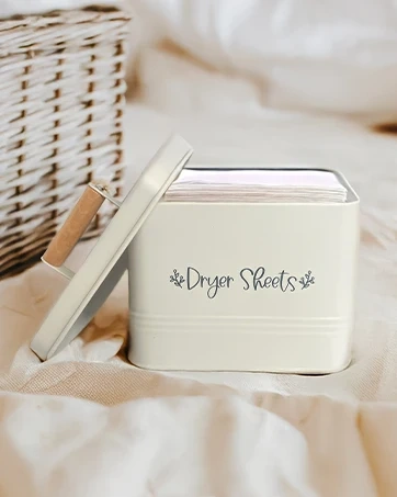 2-Set Laundry Pods Container With Dryer Sheet holder Matte Cream Large Metal Laundry Pod Container & Dryer Sheets Holder