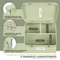 Metal Custom Factory Cheap Price Seed Storage Box Garden Seed Packet Storage Organizer Seed Box with Dividers