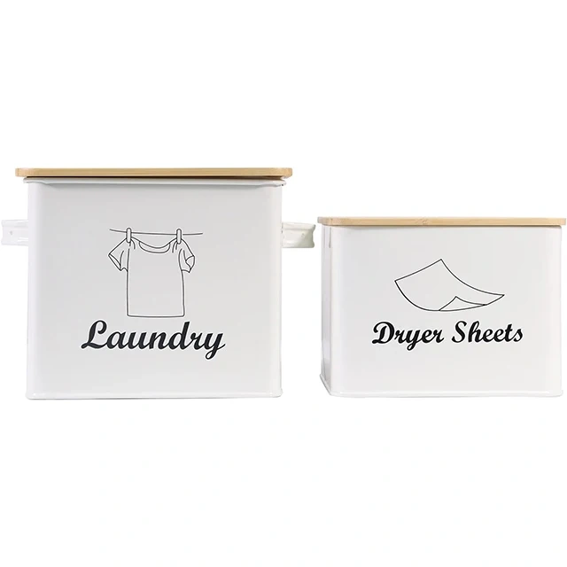 Set of Laundry Powder Bin & Dryer Sheets Holder Laundry Detergent Powder Storage Box
