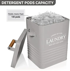 Space Saving Laundry Room Organization & Laundry Powder Container Metal Laundry Soap Dispenser Container Holder with Scoop