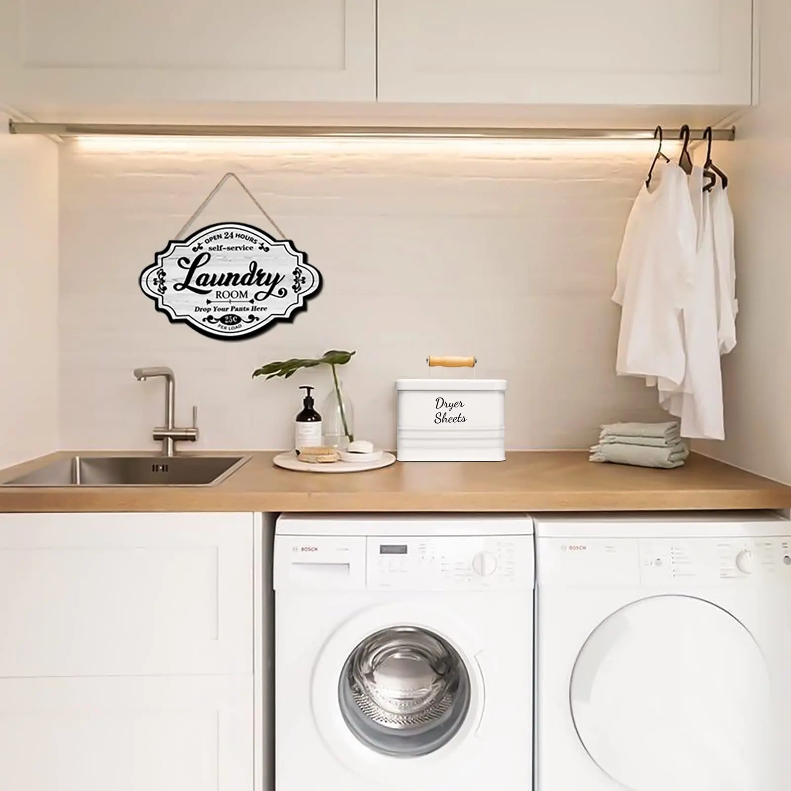 Modern Laundry Storage Container Dryer Sheets Holder for Laundry Room Organization and Decor