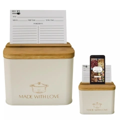 Factory Durable Recipe Card Box Thicker Metal Luxury Recipe Cards and Box Set Beautiful Recipe Box with Cards and Dividers