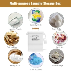 金属洗衣液盒容器和烘干机纸架带盖洗衣粉储物箱带铲子适用于农舍