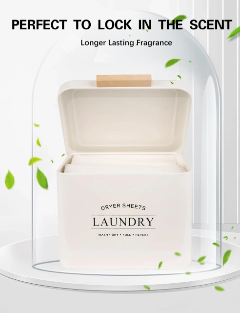 Metal Farmhouse Dryer Sheet Container Dryer Sheet Holder with Hinged Lid for Laundry Room Organization