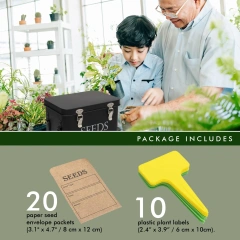 Factory Custom Logo Metal Garden Seed Storage Box with Dividers Seeds Packet Organizer Case for Gardening