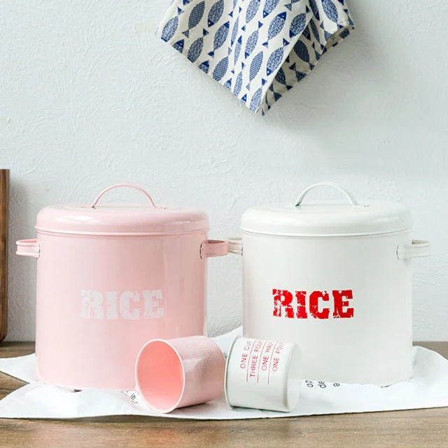 Metal Food Rice Storage Tin Jar Container with Airtight Lid Cereal Storage Container