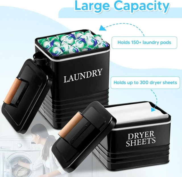 金属洗衣粉容器，带烘干纸支架，现代农舍洗衣液容器