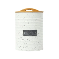 Factory Custom Metal Airtight Storage Box Pet Food Snack Container with sealed Wooden Lid for Storing Dog Food and Cat Food