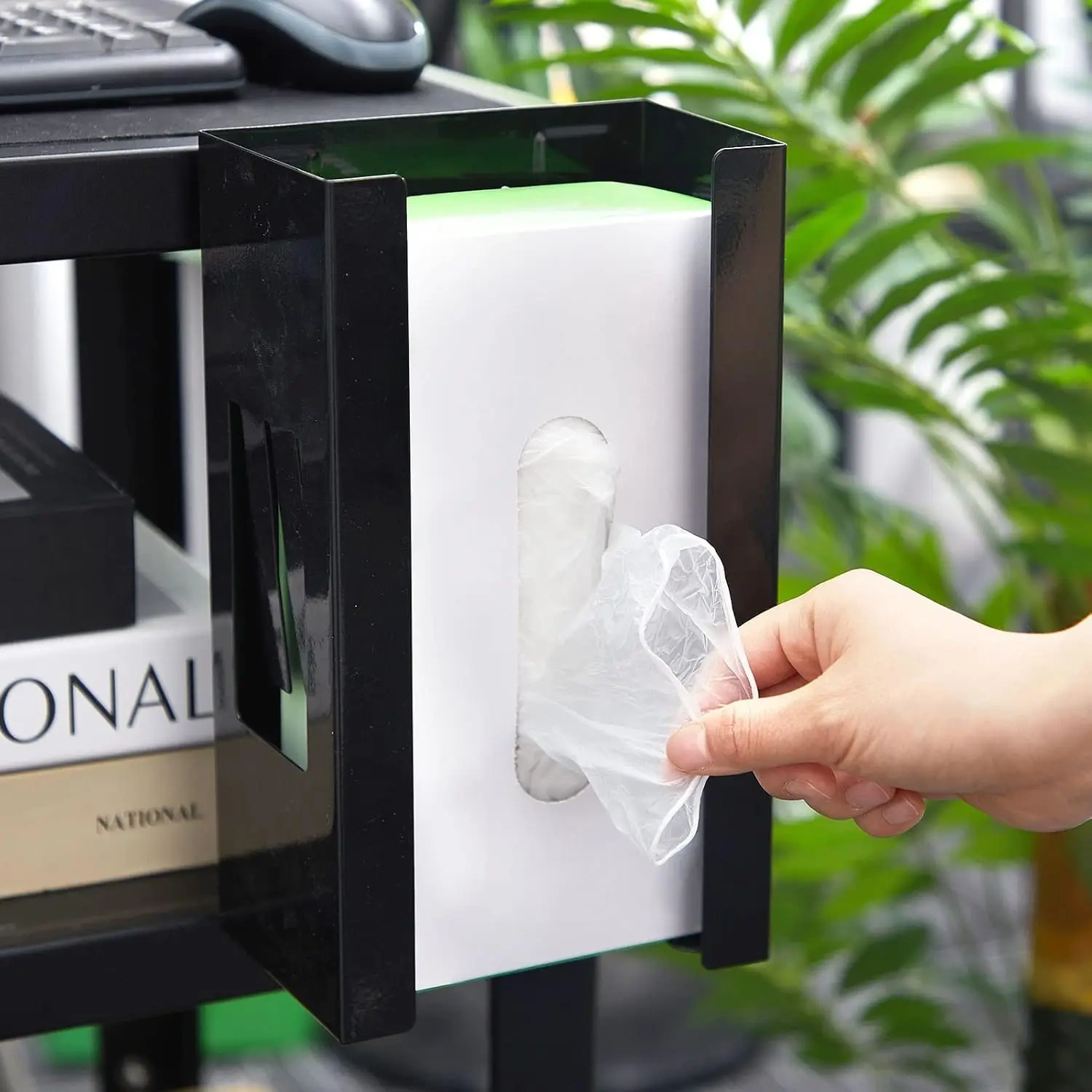 Black Wall mounted Magnetic Glove/Tissue Dispenser Glove Box Holder