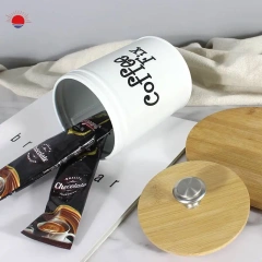 Top Sale Set of 3 Round Tea Coffee Sugar Kitchen Household Bamboo Lid Storage Container
