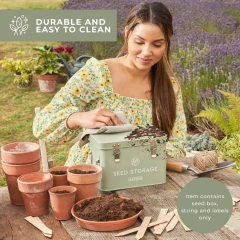 Metal Custom Factory Cheap Price Seed Storage Box Garden Seed Packet Storage Organizer Seed Box with Dividers