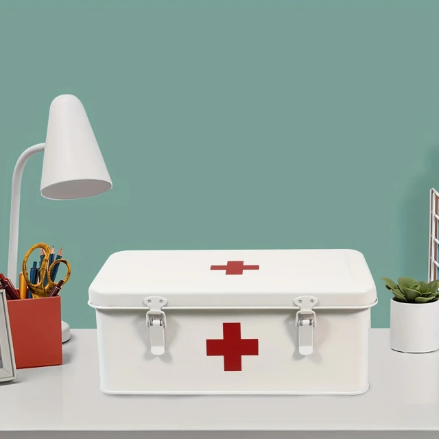 Factory Custom Metal First Aid Medicine Box Household Storage Box Galvanized Iron Metal Comprehensive Emergency First Aid Box
