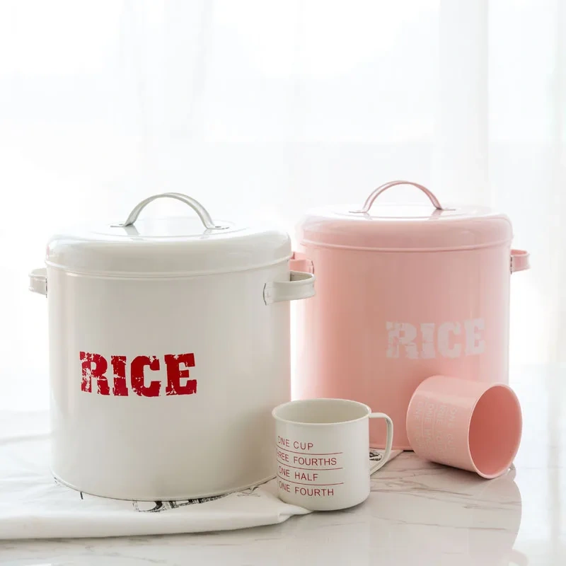 Metal Food Rice Storage Tin Jar Container with Airtight Lid Cereal Storage Container