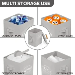 Space Saving Laundry Room Organization & Laundry Powder Container Metal Laundry Soap Dispenser Container Holder with Scoop