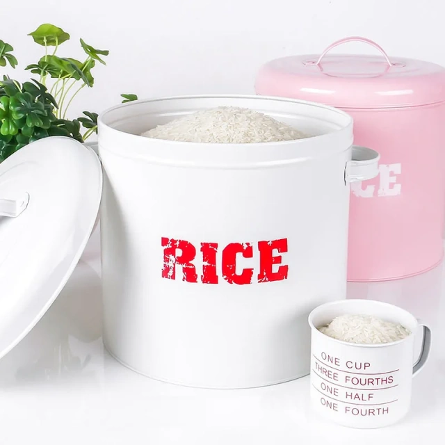 Metal Food Rice Storage Tin Jar Container with Airtight Lid Cereal Storage Container