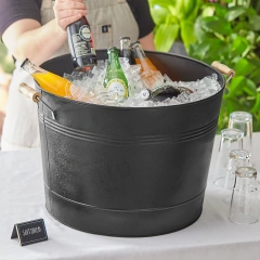 Factory Custom Ice Bucket Vintage Home Bar Beer Iron Metal Ice Bucket Cover Ice with Scoop