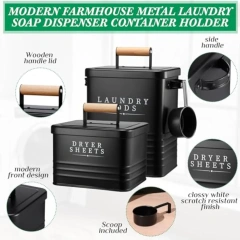 2 Pcs Laundry Pod Container with Dryer Sheet Holder Laundry Room Storage Container Box with Lid Metal Dryer Sheet Dispenser