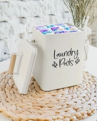 2-Set Laundry Pods Container With Dryer Sheet holder Matte Cream Large Metal Laundry Pod Container & Dryer Sheets Holder