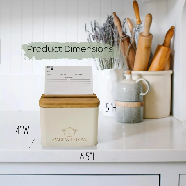 Factory Durable Recipe Card Box Thicker Metal Luxury Recipe Cards and Box Set Beautiful Recipe Box with Cards and Dividers