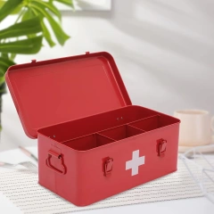 Factory Custom Metal First Aid Medicine Box Household Storage Box Galvanized Iron Metal Comprehensive Emergency First Aid Box