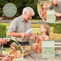 Metal Custom Factory Cheap Price Seed Storage Box Garden Seed Packet Storage Organizer Seed Box with Dividers