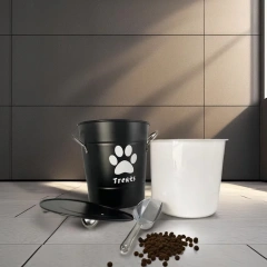 宠物金属食品储存箱猫粮罐狗粮储存容器带勺子