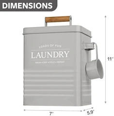 Space Saving Laundry Room Organization & Laundry Powder Container Metal Laundry Soap Dispenser Container Holder with Scoop