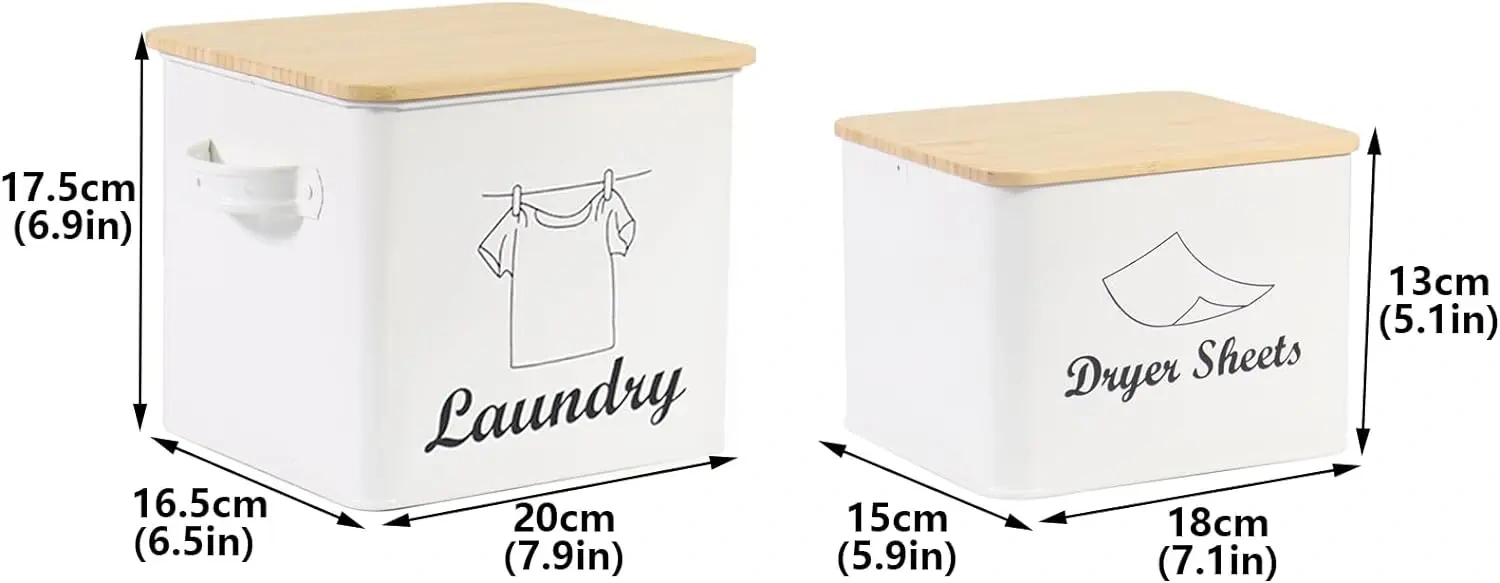 Set of Laundry Powder Bin & Dryer Sheets Holder Laundry Detergent Powder Storage Box
