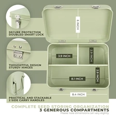 Metal Seed Packet Organizer with Garden String and Bamboo Plant Labels Seed Container Seed Storage Box