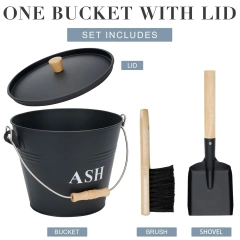 Factory Custom Fireplace Container Coal Storage Galvanized Iron Ash Pail Ash Bucket with Lid and Handle for Fireplace