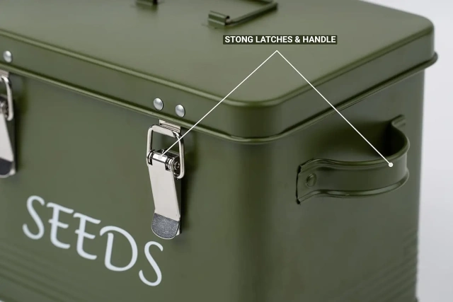 Seed Packet Container with Lid Garden 3 Compartments Seed Bin Metal Seed Bin Storage Organizer