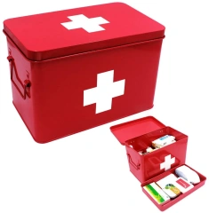 Metal Iron First Aid Medicine Box Household Storage Box Galvanized Iron Metal Tool Emergency First Aid Box