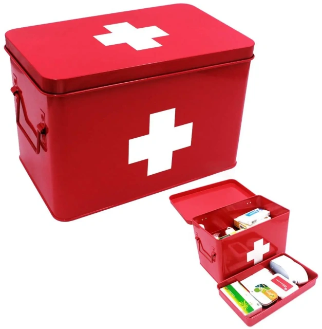Metal Iron First Aid Medicine Box Household Storage Box Galvanized Iron Metal Tool Emergency First Aid Box