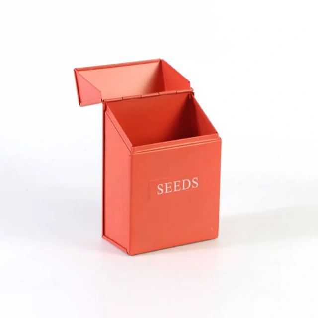 Portable Garden Seed Box Galvanized Iron Metal Seeds Organized Storage Container Flower Classified Storage